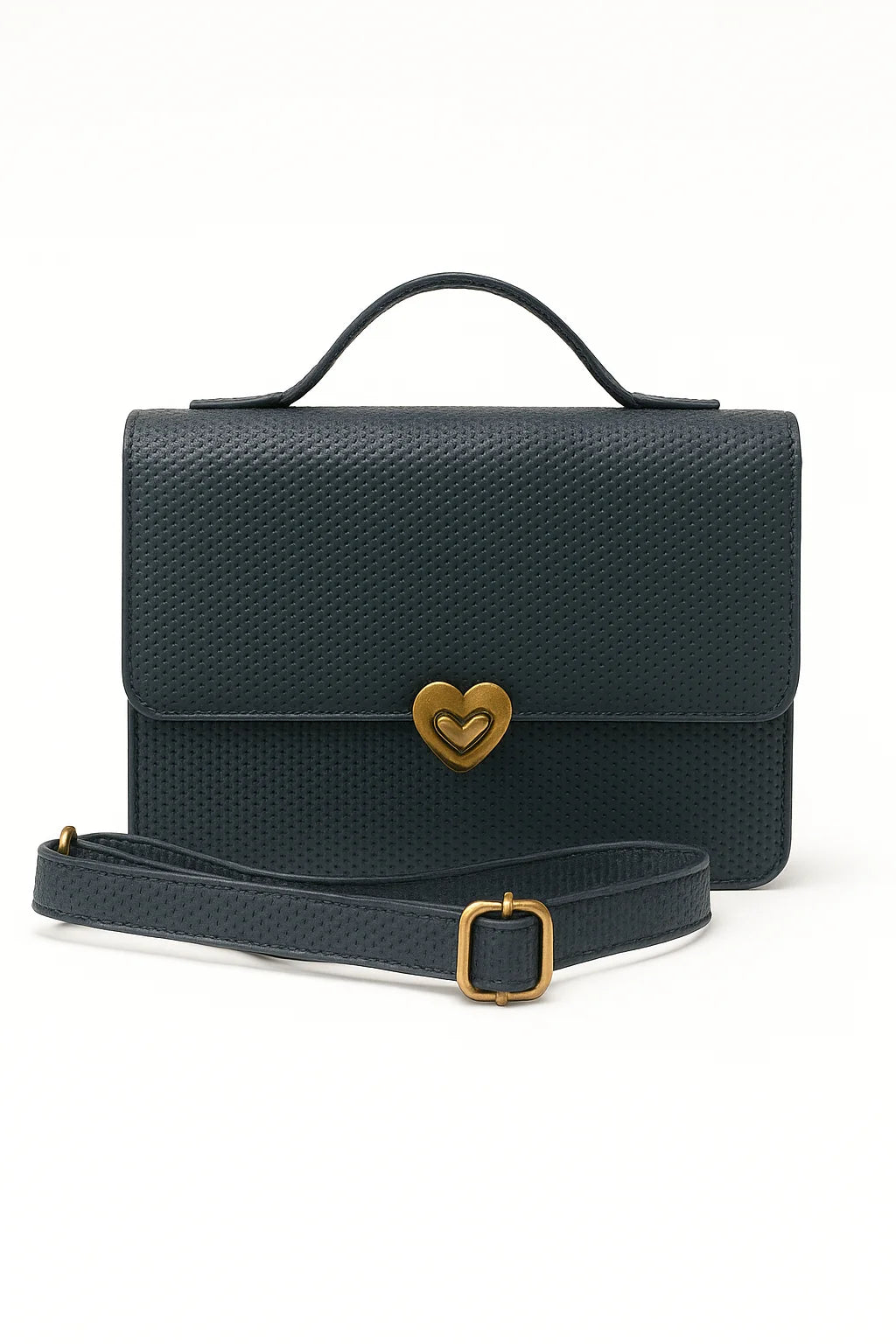 Midnight Heart Crossbody Leather Bag