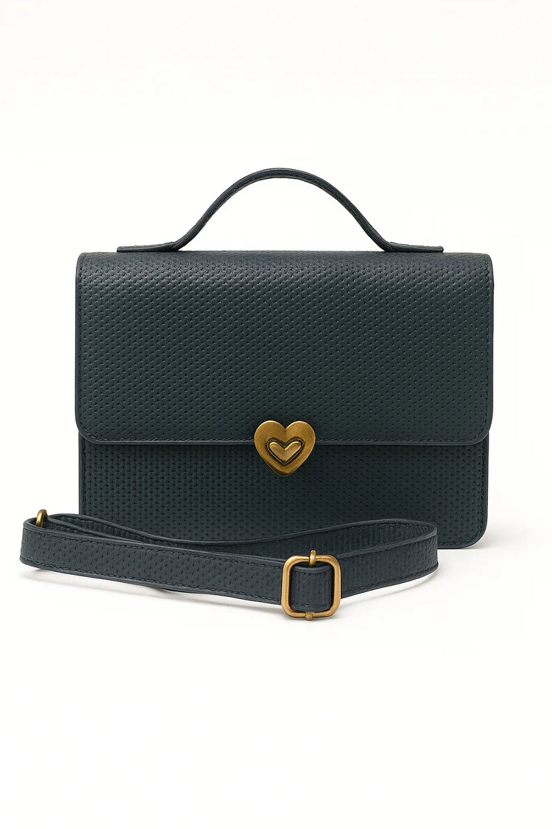 Midnight Heart Crossbody Leather Bag